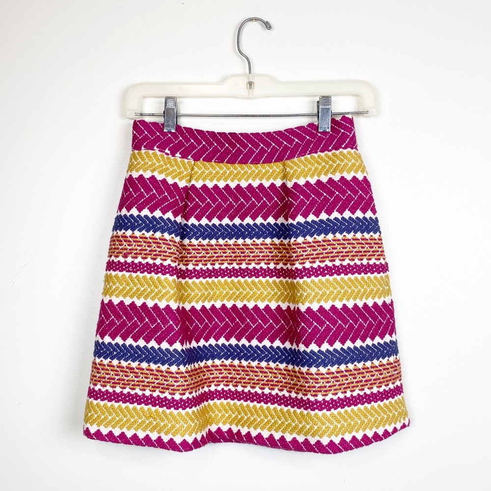 Anthropologie Nomad Embroidered Striped Skirt
